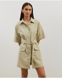 Atmos&Here - Amy Cotton Drill Mini Shirt Dress
