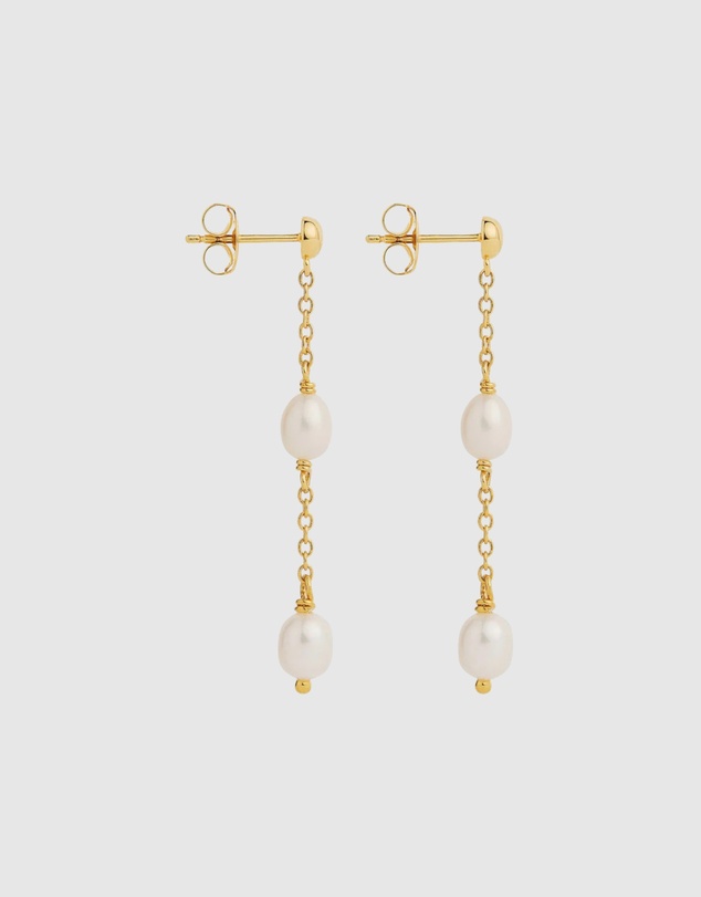 Najo - Tidal Whisper Yellow Gold Double Pearl Earring
