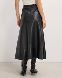 The Fated - Cam Leather Look Midi Skirt