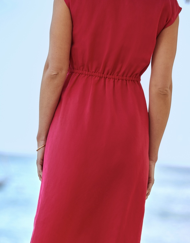 Sosandar - Cinched Waist Linen Rich Summer Dress