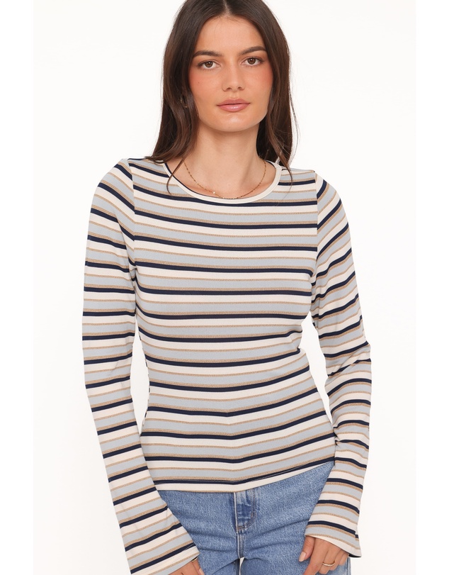 Petal & Pup - Riele Open Back Knit Top - Blue Stripe