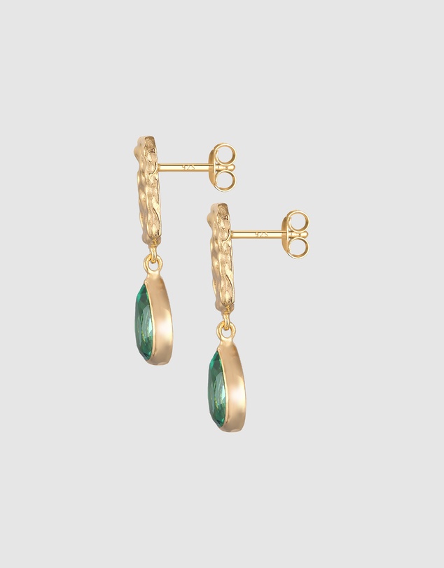 Elli Jewelry - Quartz Teardrop Stud Earrings in Gold-Plated 925 Silver