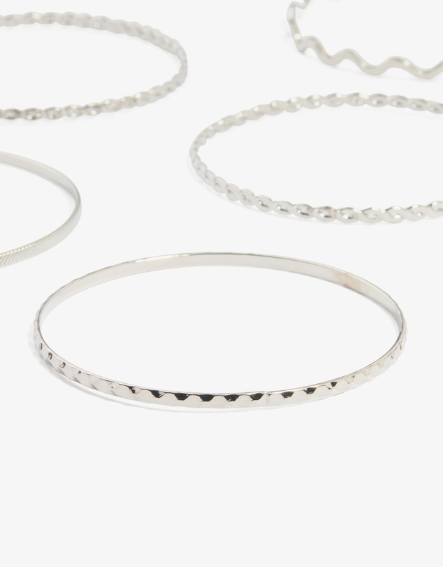 Lovisa - Silver Rope & Textured Bangles 10-Pack