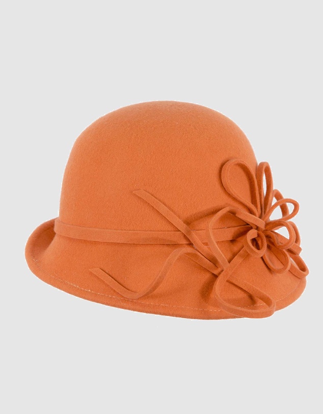 Max Alexander - Winter Felt Orange Cloche Hat