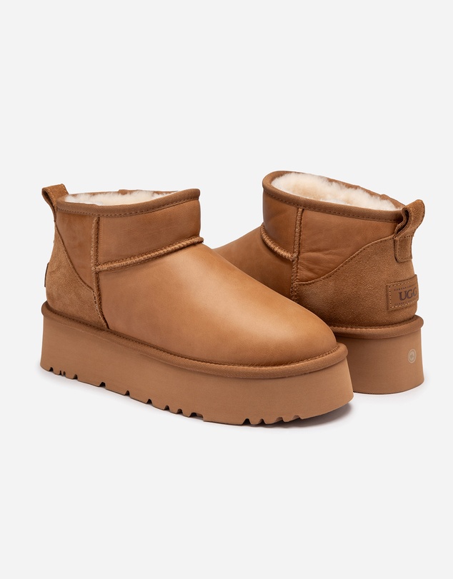 Ozwear Connection Uggs - Ugg Classic Platform Ultra Mini Boot (Oiled Leather) (4.5cm)