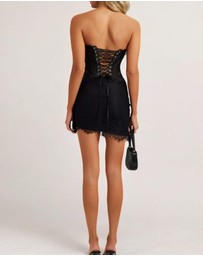 Heiress Beverly Hills - Lace Mesh Corset Drape Mini Dress