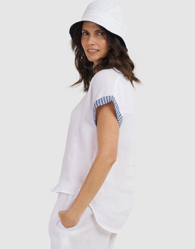 CAMIXA - Martina Linen V-Neck T-shirt