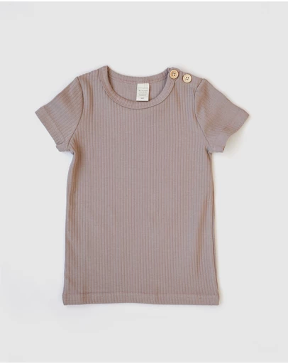 WITH LOVE FOR KIDS - BASICS Wide Ribbed Short Sleeve Top - Kids