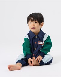Goldie + Ace - Panelled Rugby Logo Romper - Babies