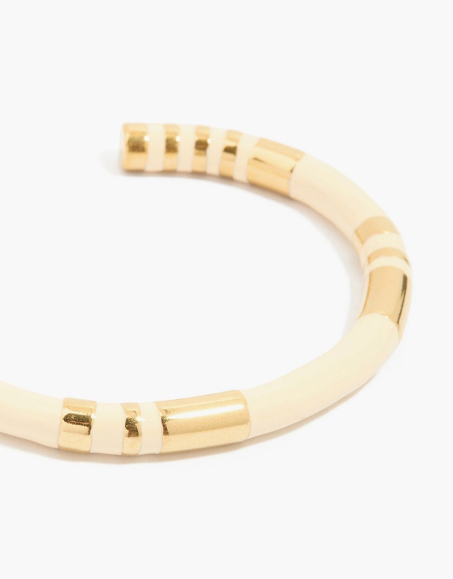 Lovisa - Waterproof Gold Plated Stainless Steel Neutral Toned Enamel Striped Wrist Cuff