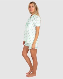 Sant And Abel - Women's Green Palm Tree Short Sleeve Pajama Set