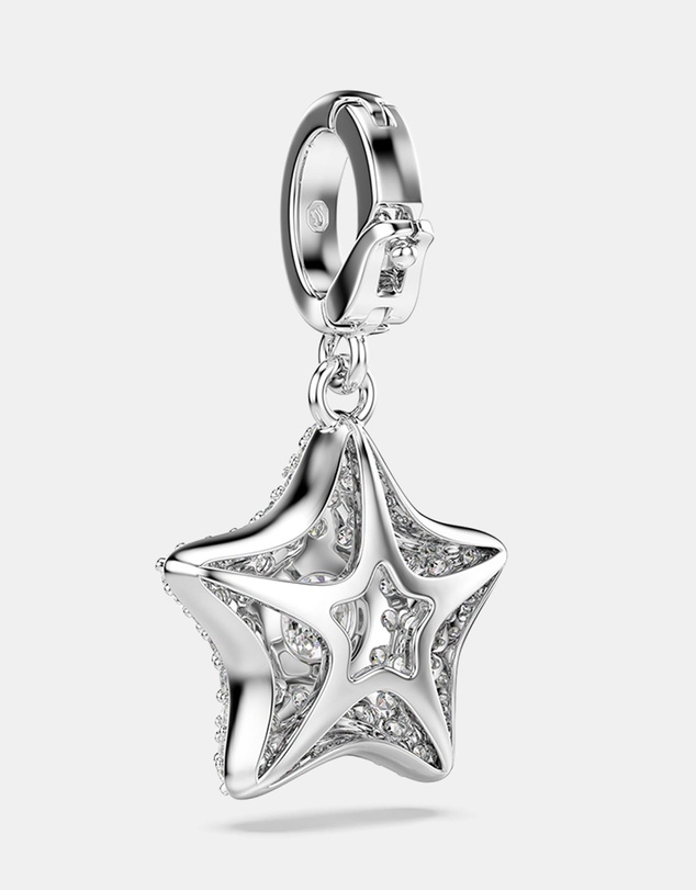 Swarovski - Sublima Charm, Round Cut, Star, White, Rhodium Plated