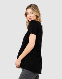 Ripe Maternity - Short Sleeve Raw Edge Nursing Top
