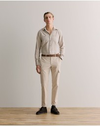 Trenery - Regular Fit Jaspe Cotton Shirt in Fawn
