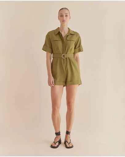 Amelius - Surreal Linen Playsuit