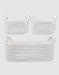 Living Textiles - 3 Pc Cotton Rope Storage Set - White