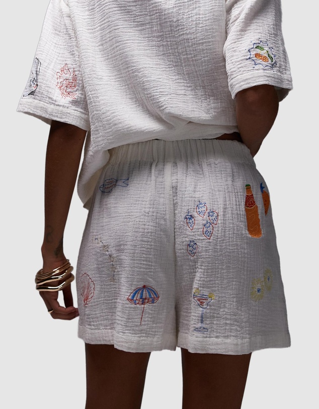 TOPSHOP - Co Ord Cotton Doodle Embroidery Pull On Shorts