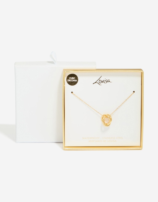 Lovisa - Waterproof Gold Plated Stainless Steel Cubic Zirconia Triple Circle Link Necklace