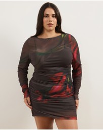 Atmos&Here Curvy - Elsa Long Sleeve Mesh Mini Dress