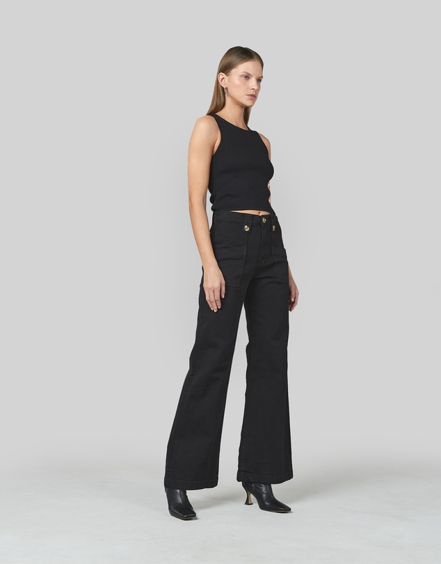 DRICOPER DENIM - Piper Black Wide Leg Trousers