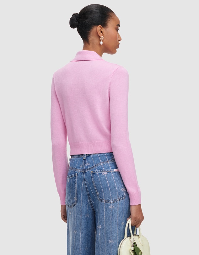 Self Portrait - Flower Embroidered Knit Cardigan