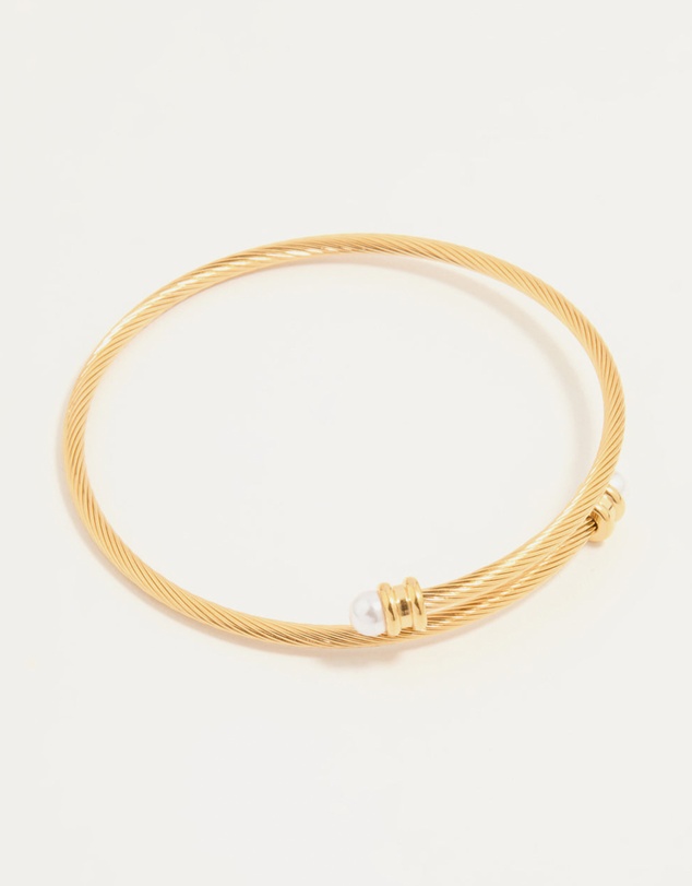 Lovisa - Waterproof Gold Plated Stainless Steel Pearl Twisted Bangle