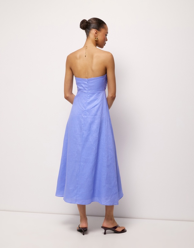 AERE - Maris Pintuck Strapless Linen Midi Dress