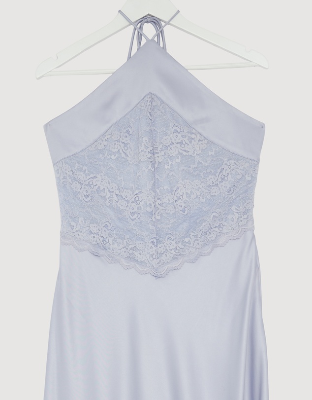Revibe - Repaired CHANCERY Georgie Halter Neck Lace Panelled Maxi Dress - AU 12