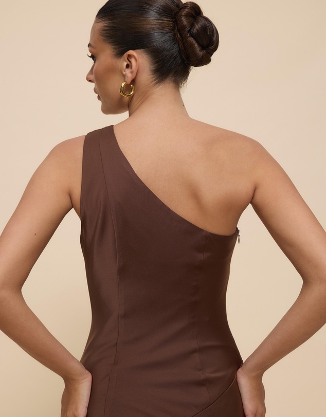 CHANCERY - Hallie Satin One Shoulder Drape Maxi Dress