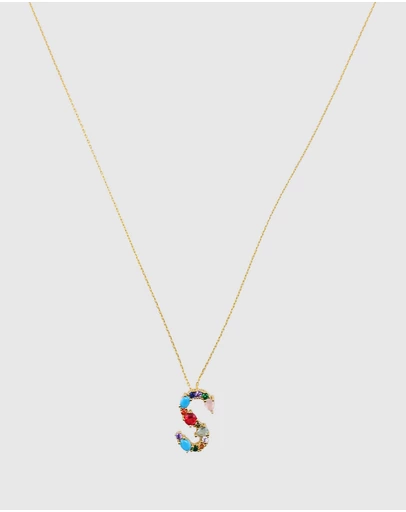 Izoa - Alphabet Letter Semi Precious Stone S Necklace
