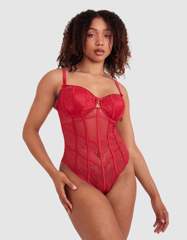 Bras N Things - Bethany Underwire Bodysuit - Red