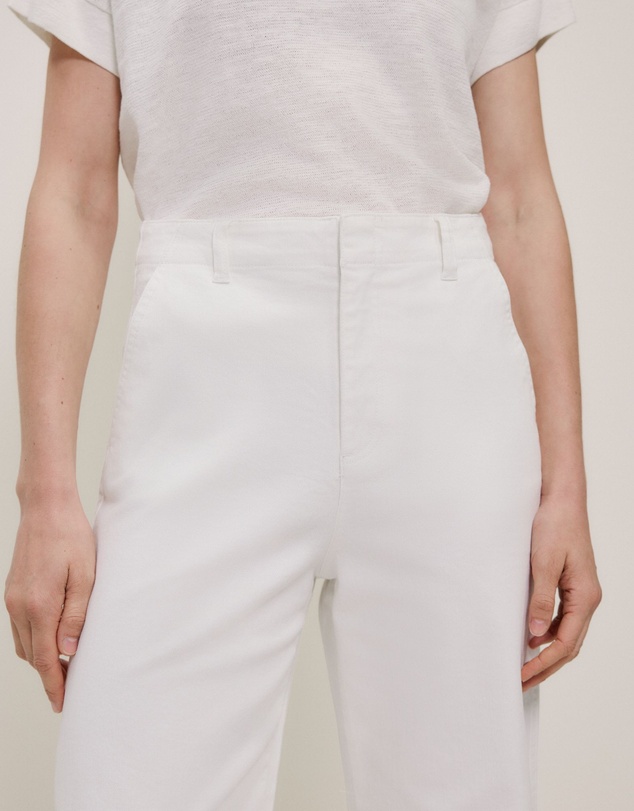 Trenery - Australian Cotton Blend Denim High Rise Tailored Pant in White