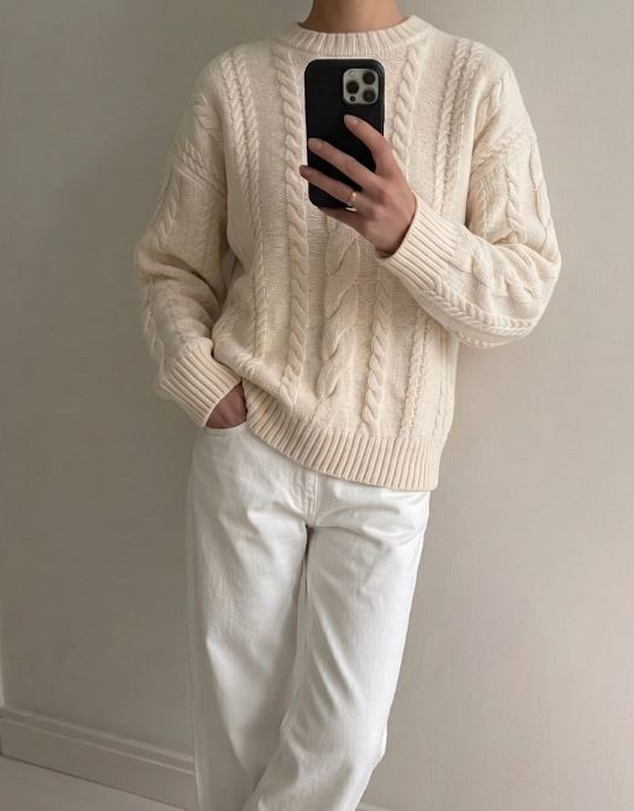 Atmos&Here - Drew Oversized Textured Cable Knit Jumper