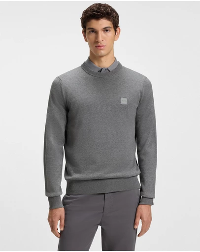 BOSS - Cotton-Blend Sweater With Logo Patch