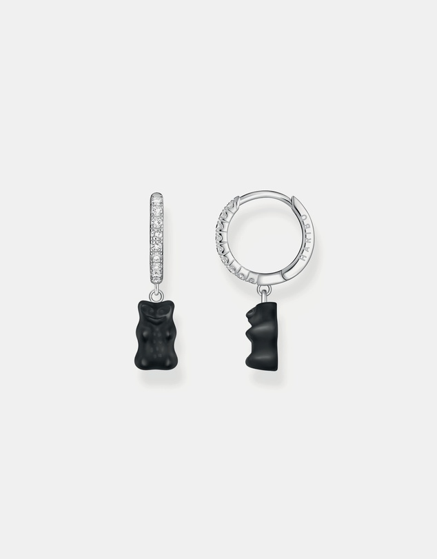 THOMAS SABO - Single hoop earring with black Goldbear pendant & zirconia