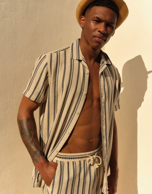 NEXT - Textured Stripe Short Sleeve Shirt