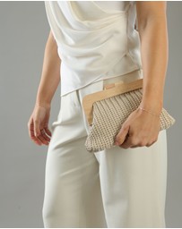 Morgan & Taylor - Erica Woven Clutch in Beige