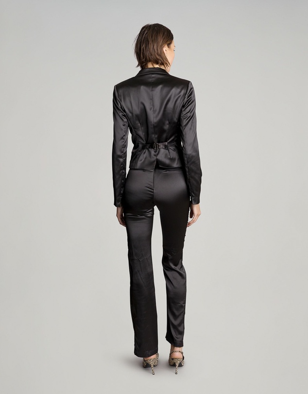 Love and Nostalgia - Motor Running Stretch Satin Pant - Black