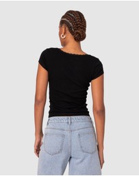 EDIKTED - Priscilla Lace Trim T Shirt