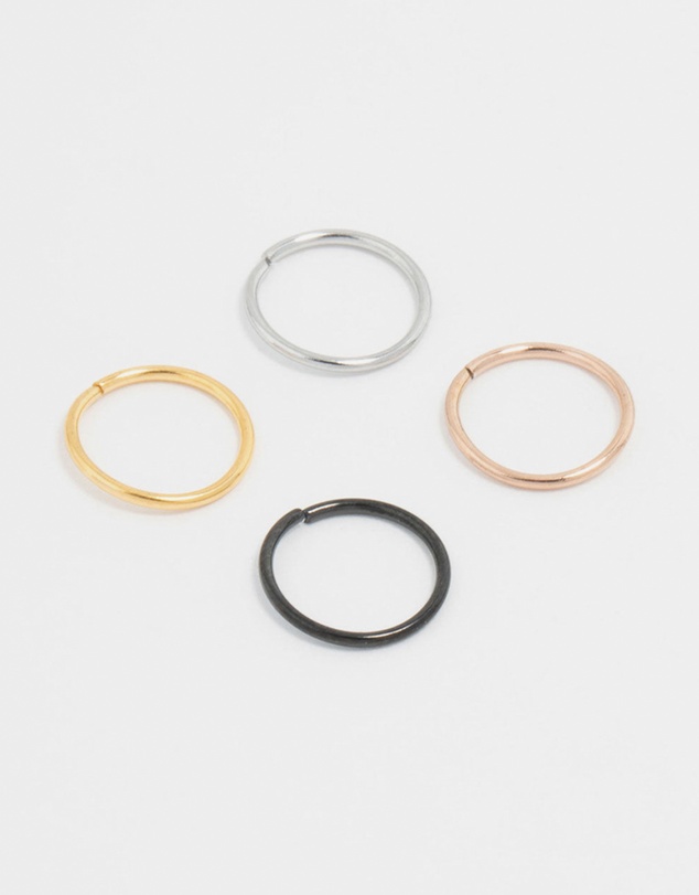 Lovisa - Plain Surgical Steel Nose Rings 4-Pack
