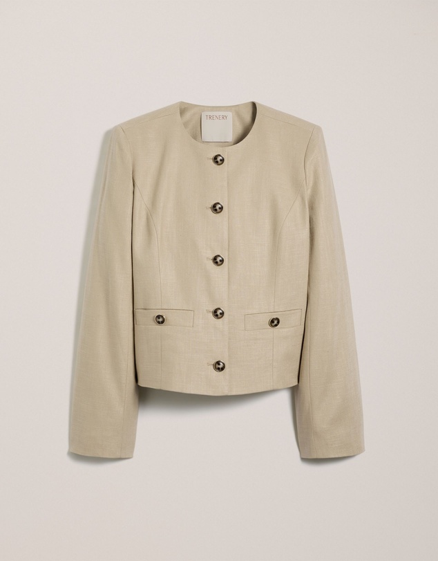 Trenery - Textured Collarless Jacket in Clay
