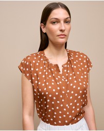 Trenery - Spot Modal Cap Sleeve Blouse in Burnt Orange