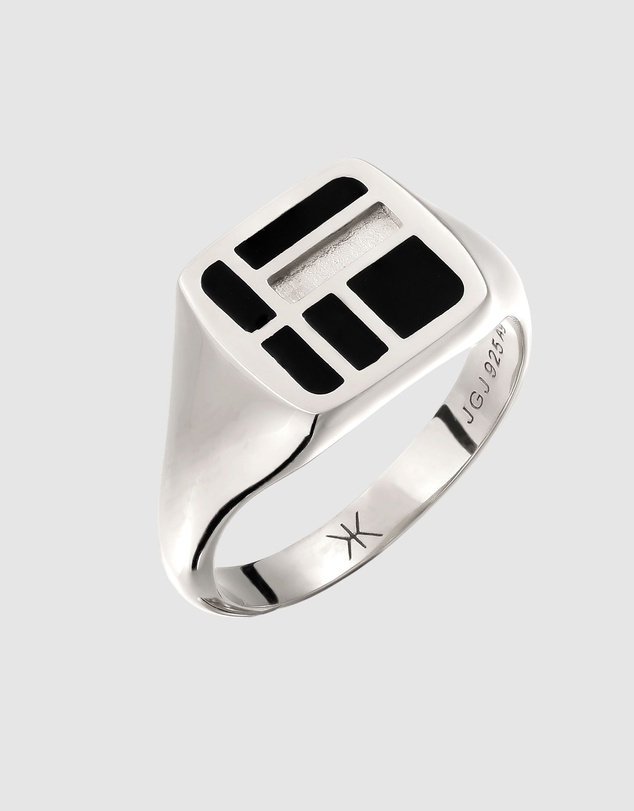 Kuzzoi - ICONIC EXCLUSIVE - Enamel Signet Ring in 925 Sterling Silver