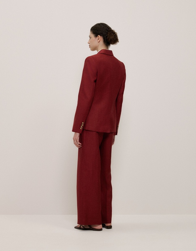Trenery - Linen Twill Single Breasted Blazer in Russet