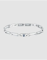 Maserati - Maserati Men's Iconic Stainless Steel Blue Logo Bracelet