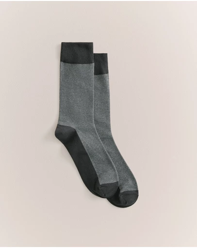 Trenery - Fine Stripe Sock in Dark Olive