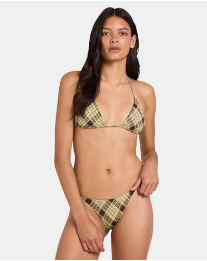 RVCA - Womens Boulevard Plaid Halter Tri Bikini Top