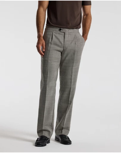 Calibre - Tailored Check Wool Pants Mocha