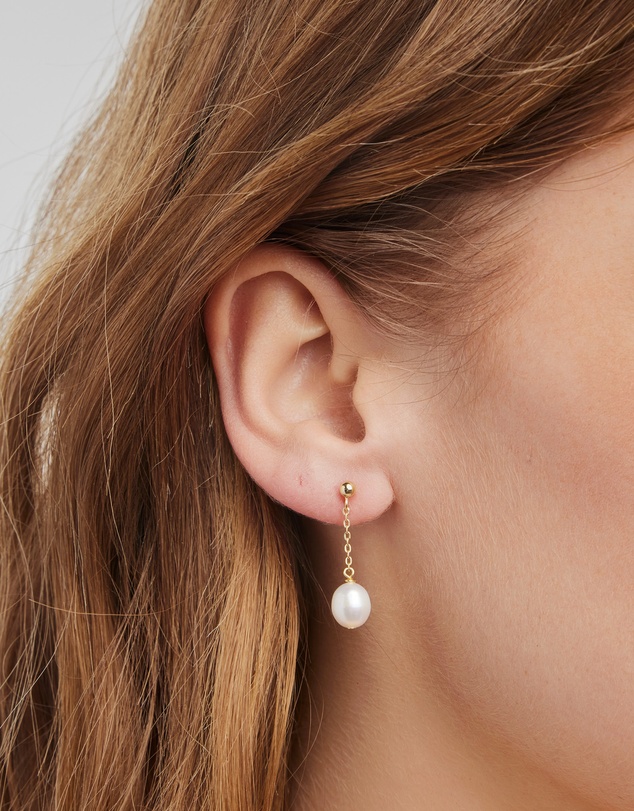 Zoe Olivia - 14K Gold Vermeil Pearl Chain Drop Stud Earrings