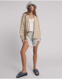 ONE TEASPOON - Studded Heart Faux Leather Daria Jacket - Stone